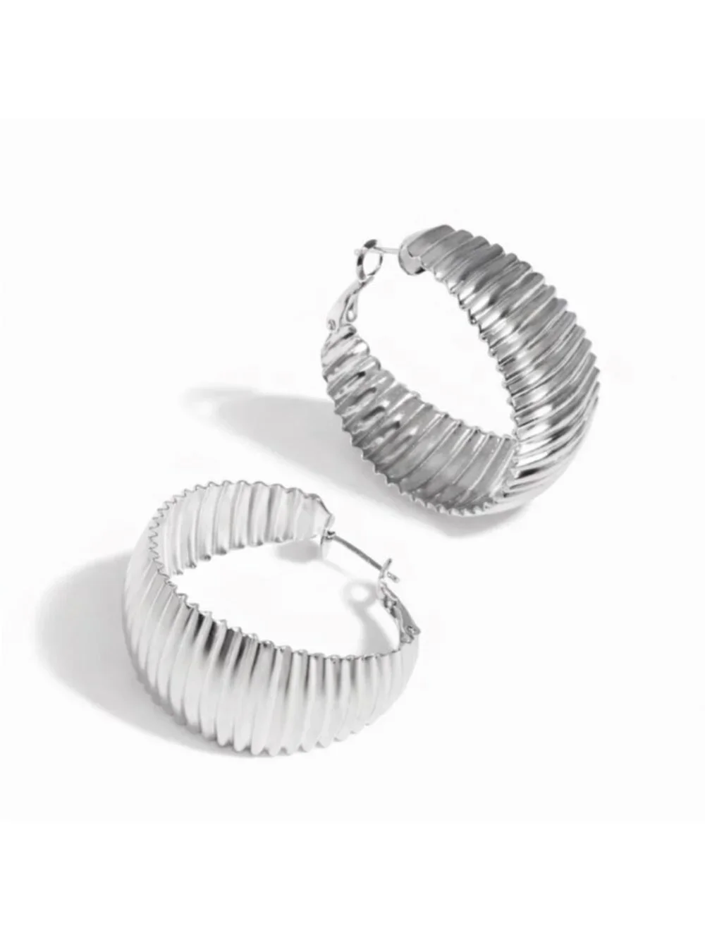 3/$30 New! Silver Ribbed Hoop Earrings (2008) NWOT